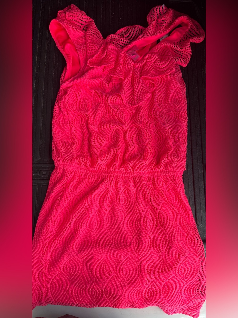 Lilly Pulitzer Neon Pink Lace Overlay Dress